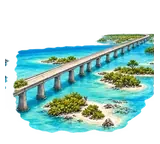 Illustrated bridge crossing bright Florida Keys water